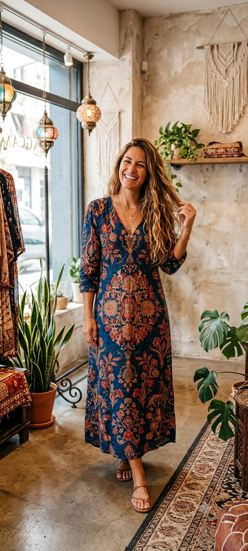 Vestido Bohemio estampado azul